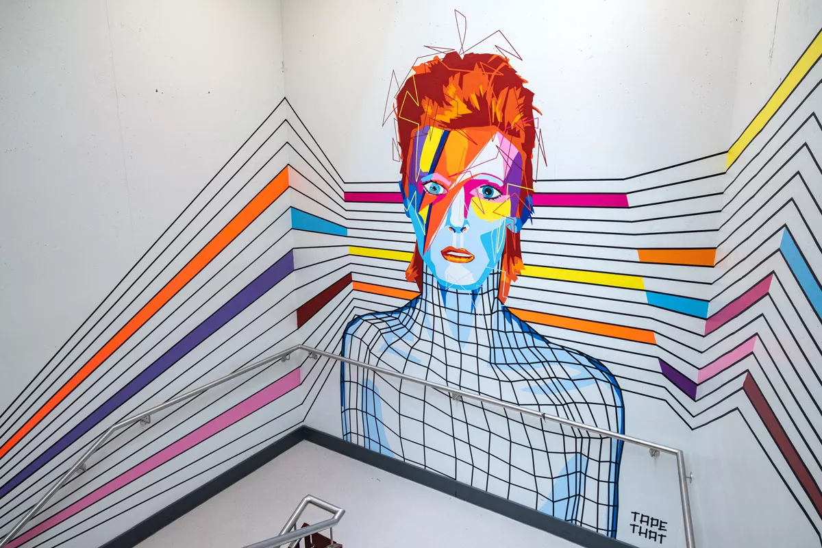 David Bowie als abstraktes Tape Art Kunstwerk, Tape That