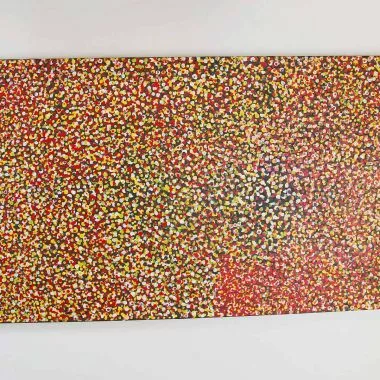 Ein Dot Painting in einer Gallerie.