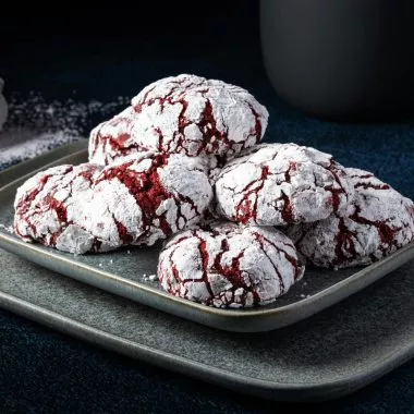 Red Velvet Crinkle Cookies.